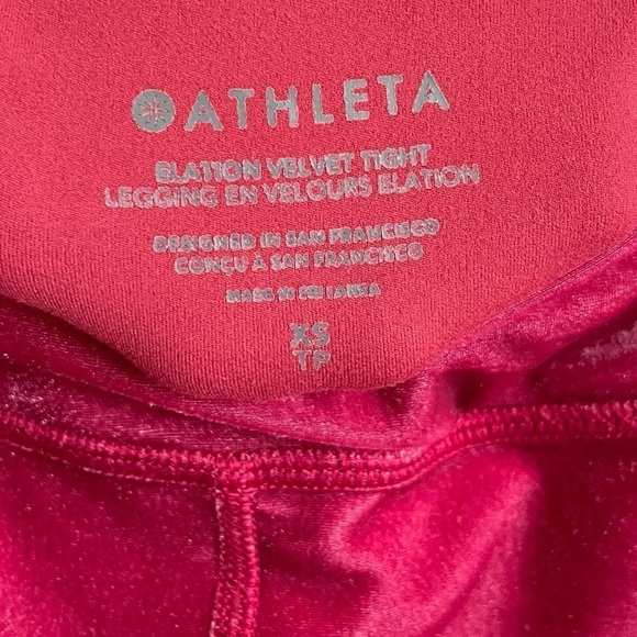 Athleta Elation Velvet Tight, Berry, Size XS - Picture 6 of 6